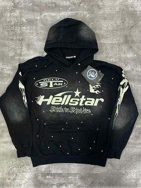 Hellstar Graphic Hoodie Black Flame Logo Men’s Medium